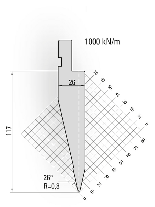 Artikelbild 26° Oberwerkzeug, R=0,8mm, H=117mm