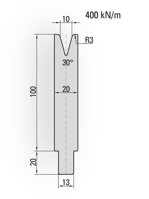 Artikelbild 30° Matrize, V=10mm, R=3,0mm, H=100mm