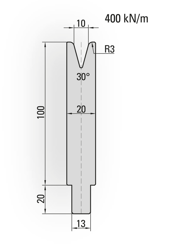 Artikelbild 30° Matrize, V=10mm, R=3,0mm, H=100mm