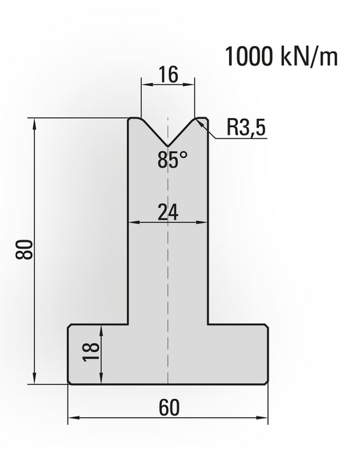 Artikelbild 85° T-Matrize, V=16mm, R=3,5mm, H=80mm