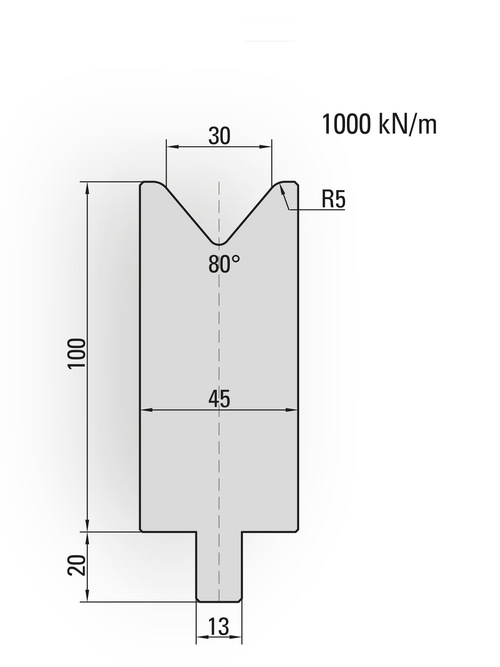 Artikelbild 80° Matrize, V=30mm, R=5,0mm, H=100mm