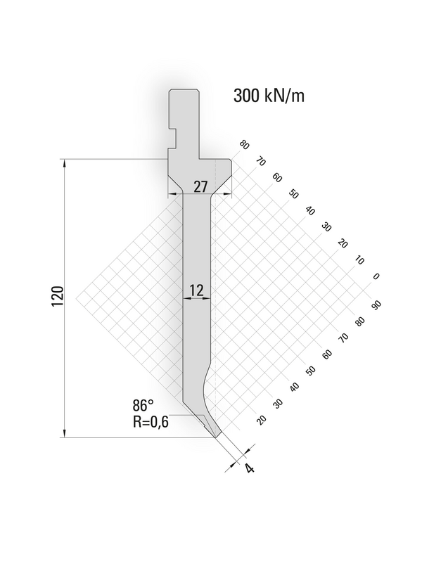 Artikelbild 86° Oberwerkzeug "Fixed Height", R=0,6mm, H=120mm