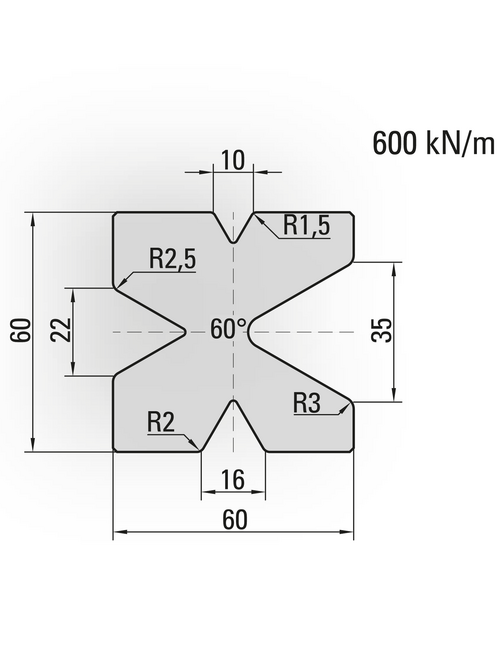 Artikelbild 60° 4-V Matrize, V=10+16+22+35mm, H=60mm, 