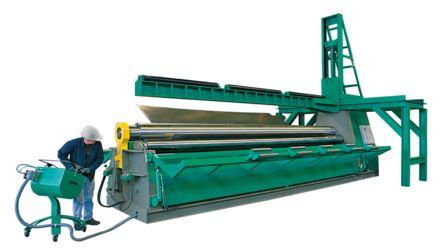 Stützvorrichtung für die hydraulische 4-Walzen Rundbiegemaschine