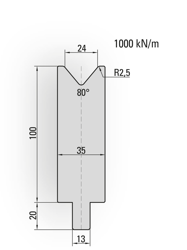 Artikelbild 80° Matrize, V=24mm, R=2,5mm, H=100mm