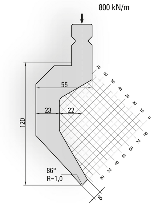Artikelbild 86° Oberwerkzeug, R=1,0mm, H=120mm