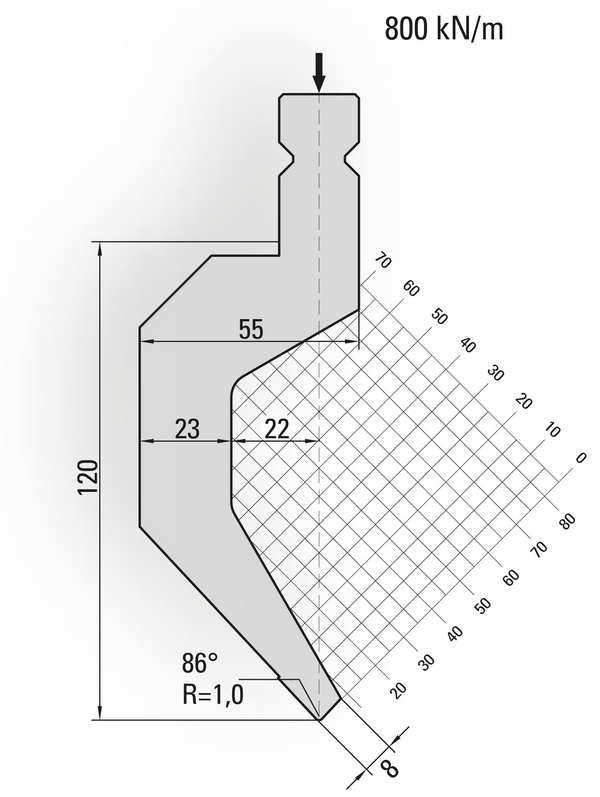 Artikelbild 86° Oberwerkzeug, R=1,0mm, H=120mm