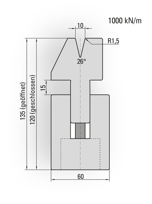 Artikelbild 26° Pneumatische Zudrückmatrize, V=10mm