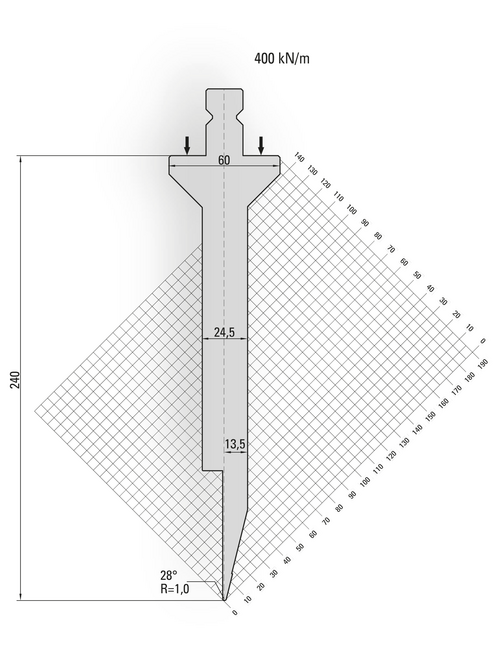 Artikelbild 28° Oberwerkzeug, R=1,0mm, H=240mm