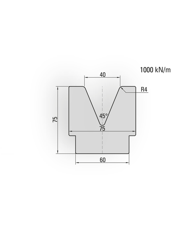 Artikelbild 45° Matrize, V=40mm, R=4,0mm, H=75mm, 