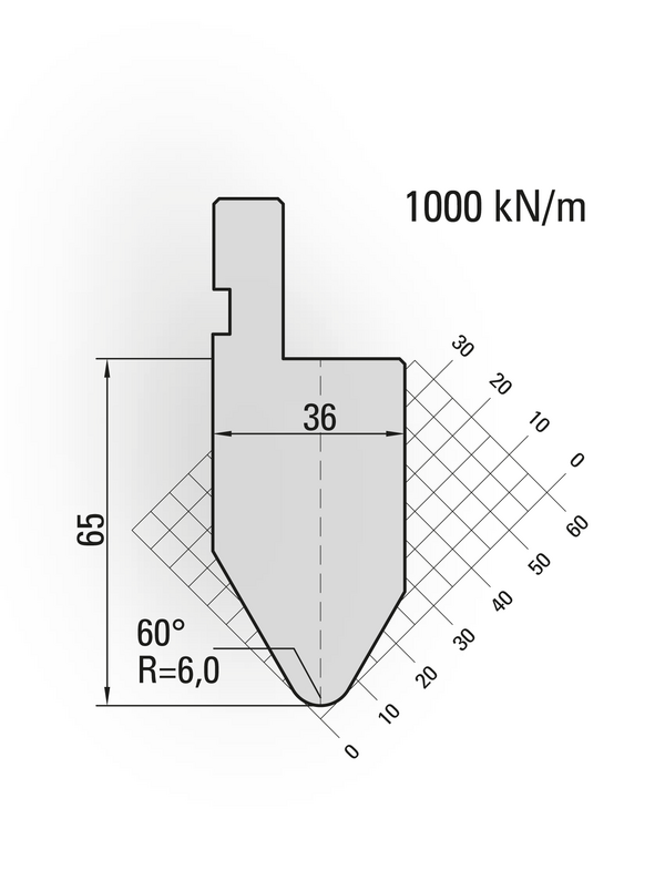 Artikelbild 60° Oberwerkzeug, R=6,0mm, H=65mm
