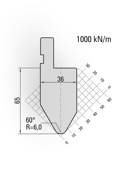 Artikelbild 60° Oberwerkzeug, R=6,0mm, H=65mm