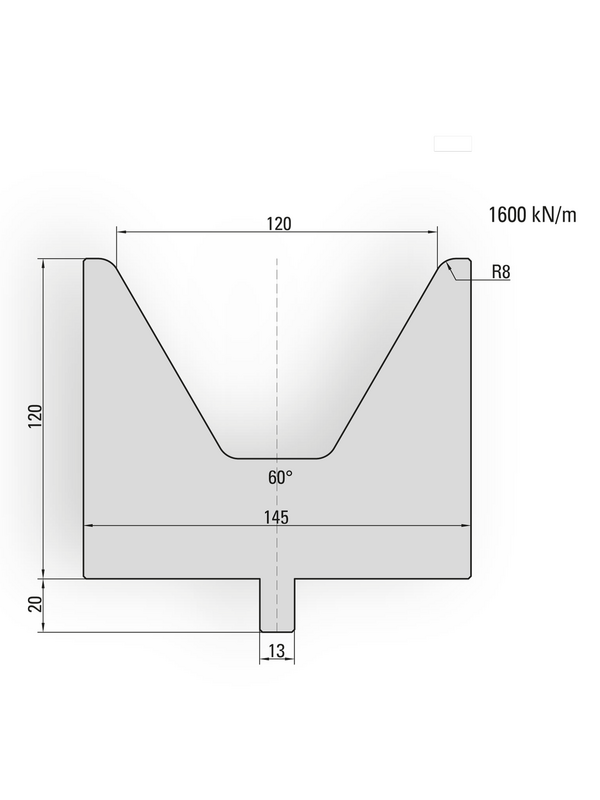 Artikelbild 60° Matrize, V=120mm, R=8,0mm, H=120mm