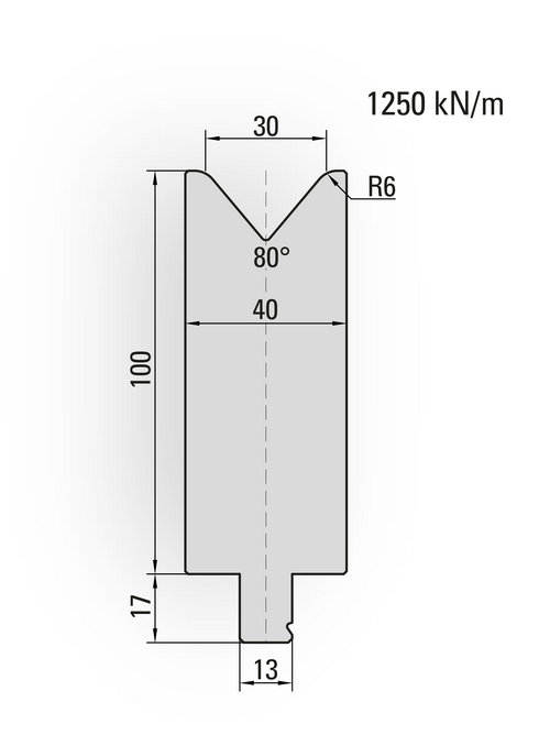 Artikelbild 80° Matrize, V=30mm, R=6,0mm, H=100mm