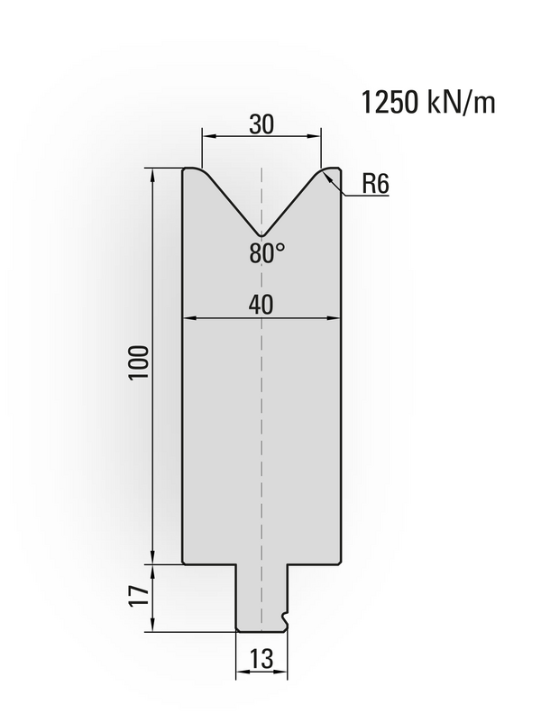 Artikelbild 80° Matrize, V=30mm, R=6,0mm, H=100mm